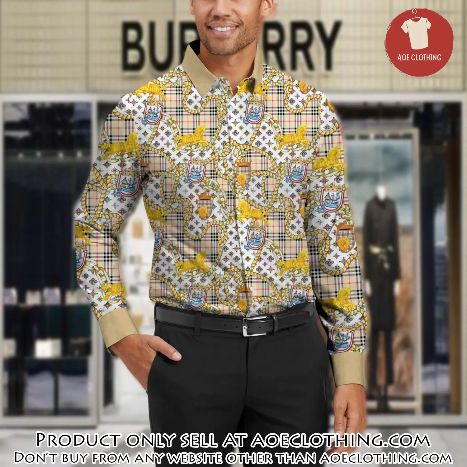 Burberry long sleeves button down shirt for elegant men lsb1009 aoe2344705